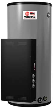 RHEEM ES120-12-G: 120 GALLONS, 12.3KW, 208 VOLT, 33.3 AMPS, SHIPS 3 PHASE- FIELD CONVERTIBLE TO SINGLE PHASE, 3 ELEMENT, NON-ASME HEAVY DUTY COMMERCIAL ELECTRIC WATER HEATER